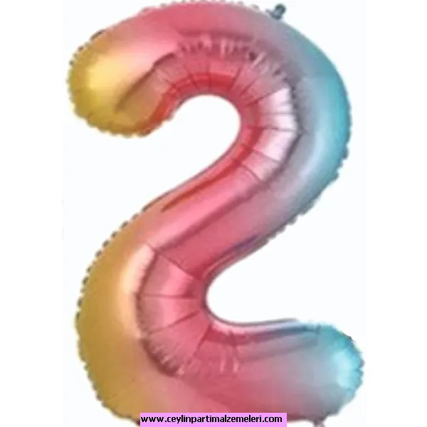 2 Rakam Renkli Folyo Balon